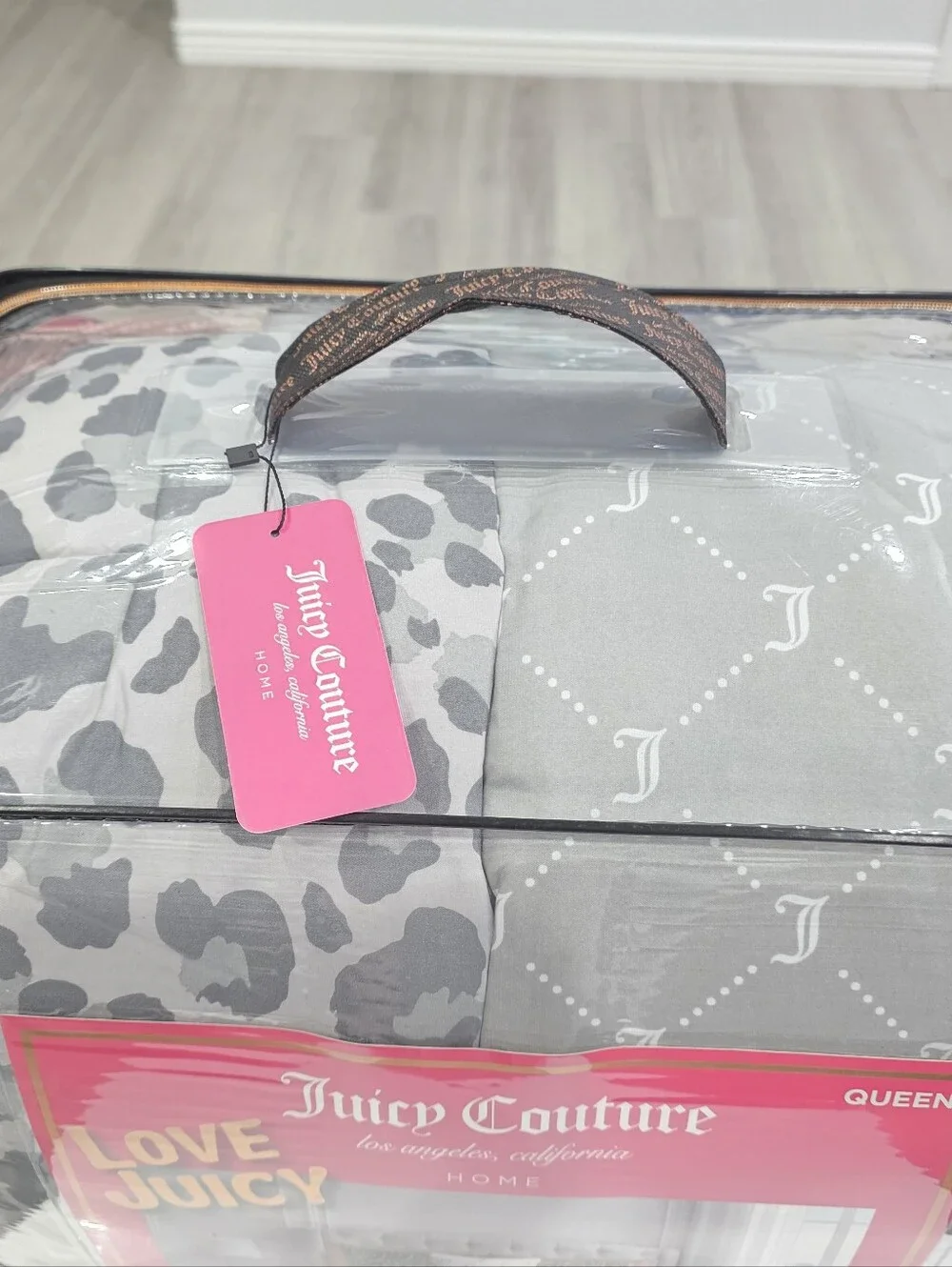 Juicy Couture QUEEN 8 Piece Leopard Gray Comforter Set Viral